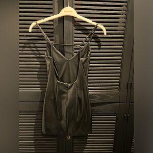 Open Back Faux Leather Sexy Mini Dress